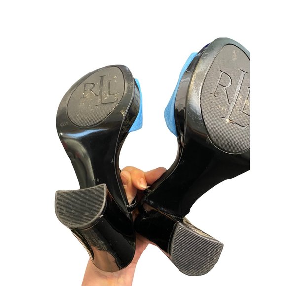 LAUREN RALPH LAUREN BEATRIZ OPEN TOE HEELS SZ 8.5 - Picture 6 of 7